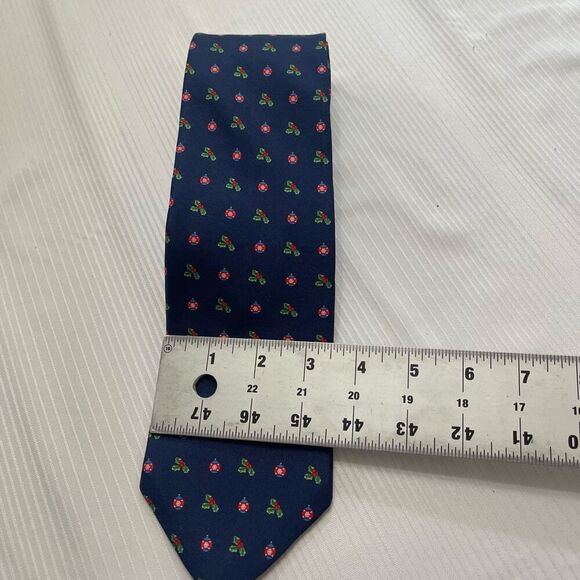 Brooks Brothers Makers Navy Blue Silk Christmas Tie Necktie - Picture 2 of 5